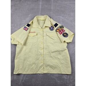 Boy Scouts of America Official Blouse Women 2X Yellow Patched Cubmaster Shirt